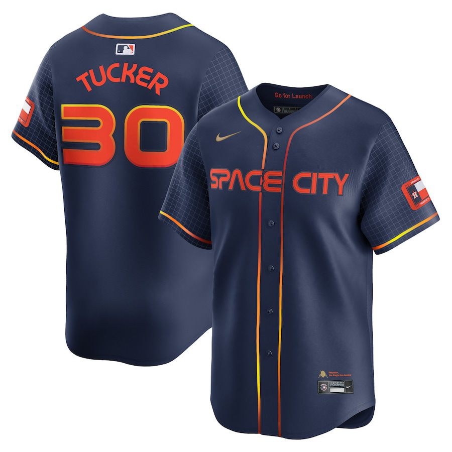 Men Houston Astros 30 Kyle Tucker Nike Navy City Connect Limited Player MLB Jersey